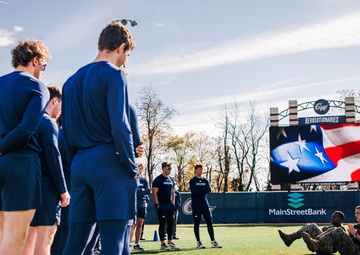 U.S. Marines with MAFCE challenge the George Washington University baseball team