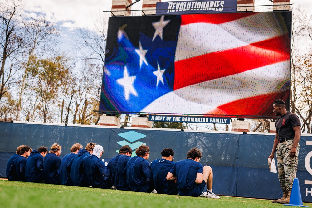U.S. Marines with MAFCE challenge the George Washington University baseball team