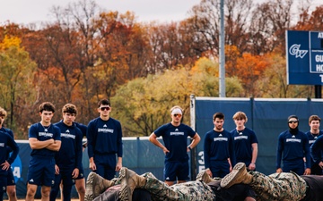 U.S. Marines with MAFCE challenge the George Washington University baseball team