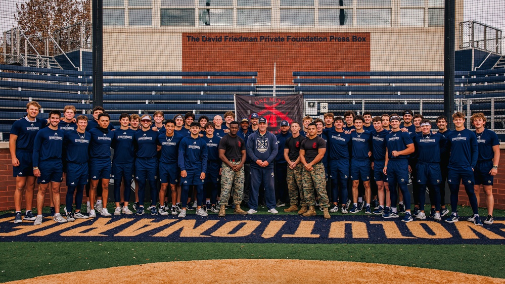 U.S. Marines with MAFCE challenge the George Washington University baseball team