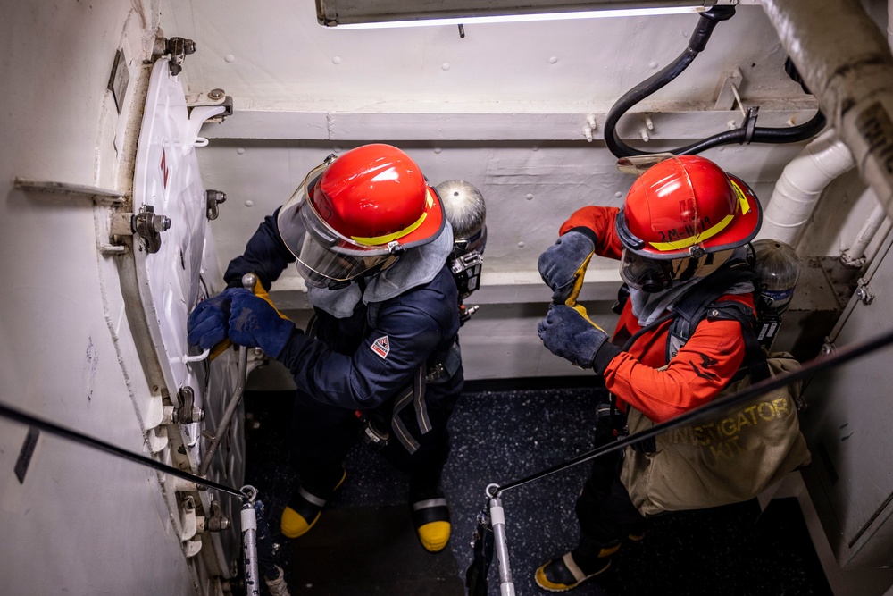 USS Iwo Jima Conducts Damage Control Training