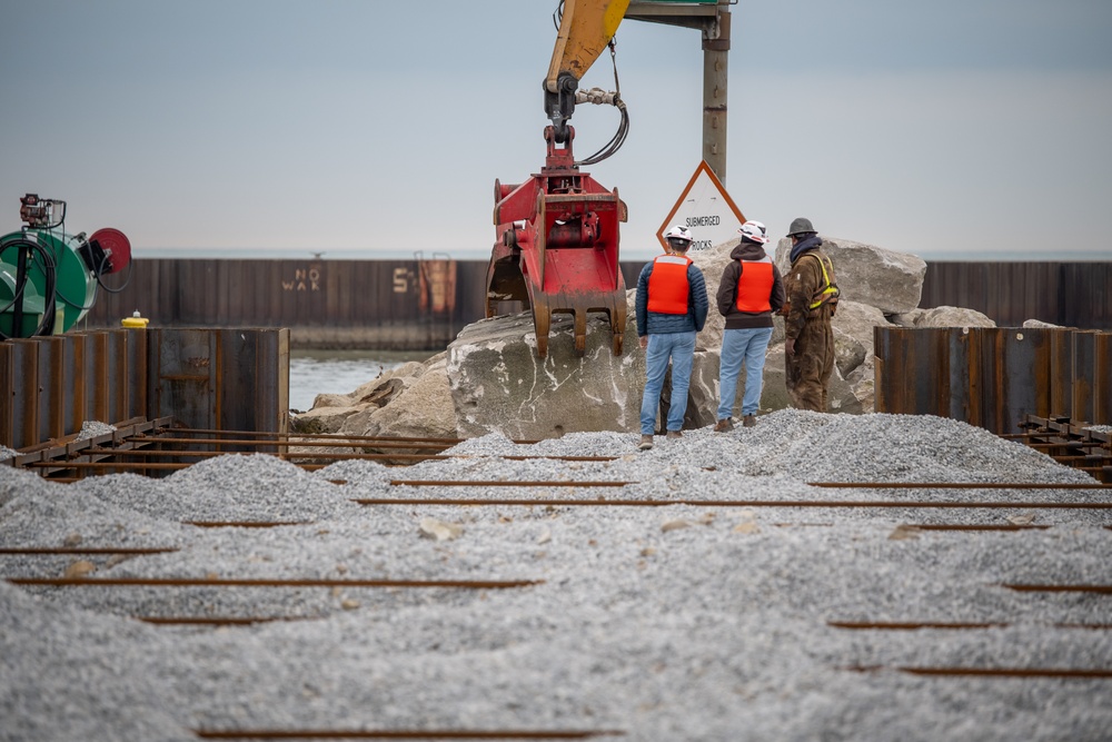 Vermilion Harbor East Pier Repairs Progress