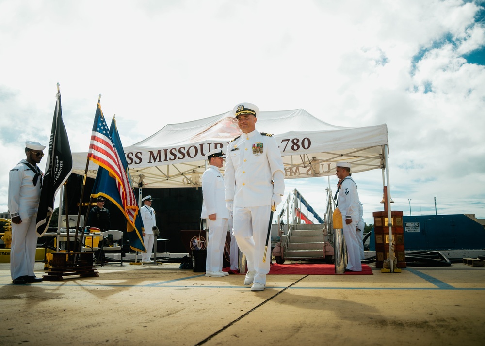 USS Missouri Holds Change of Command Ceremony