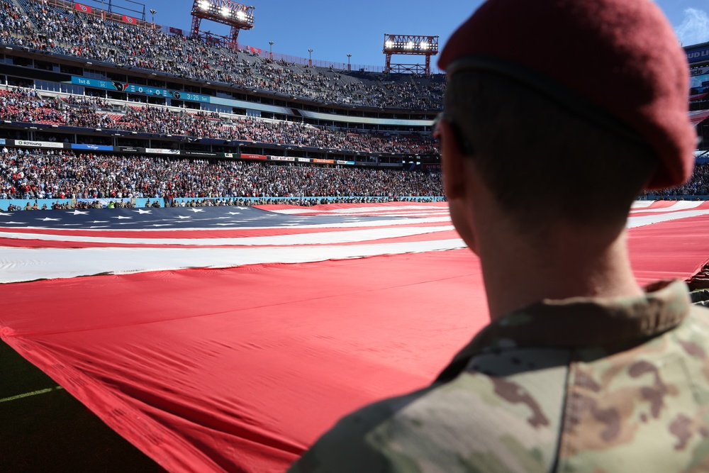 unfurling ceremony at Tennessee Titans game