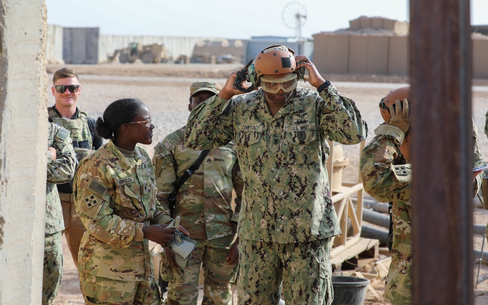 Fleet Master Chief Lateef N. Compton, Senior Enlisted Leader for U.S. Central Command visits Task Force Nighthawk in Syria