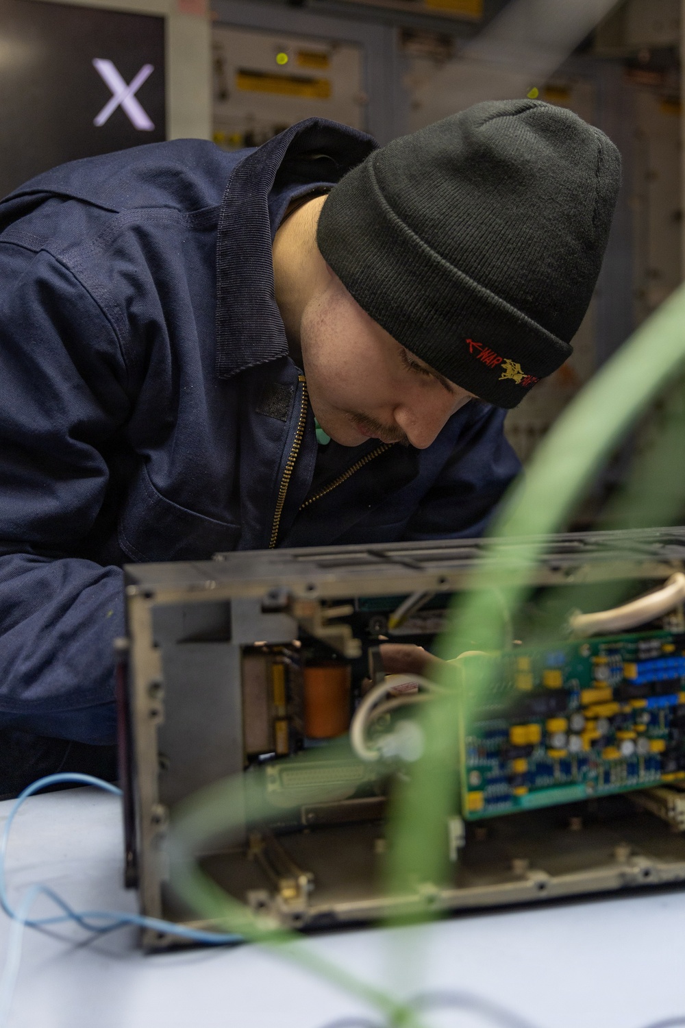 USS Gerald R. Ford (CVN 78) Sailor Conducts Routine Maintnance