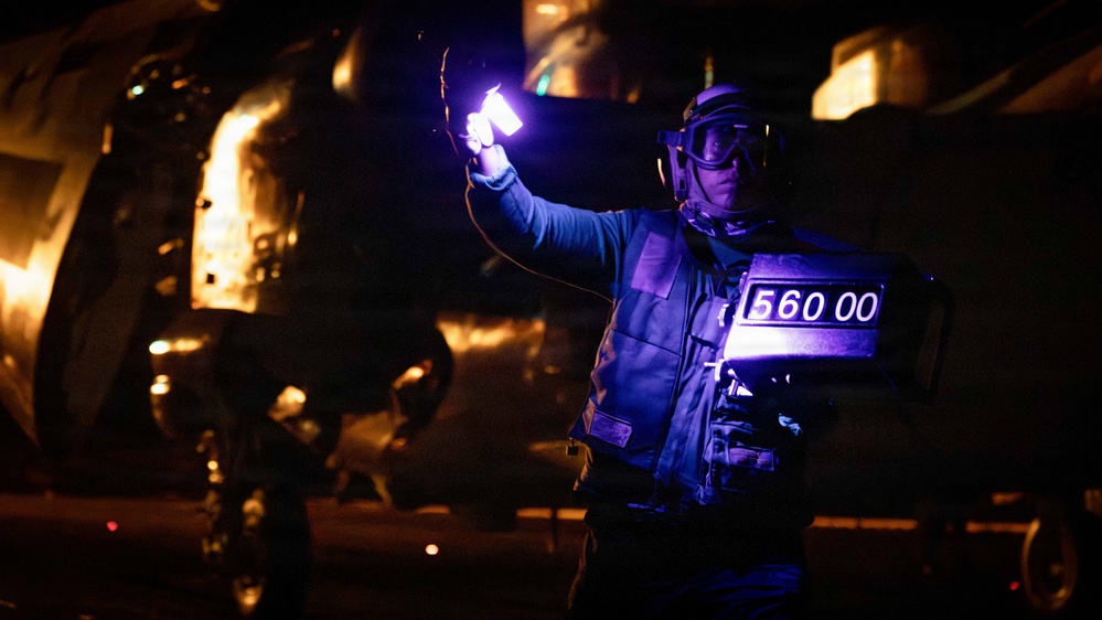 USS Gerald R. Ford (CVN 78) Conducts Night Flight Operations