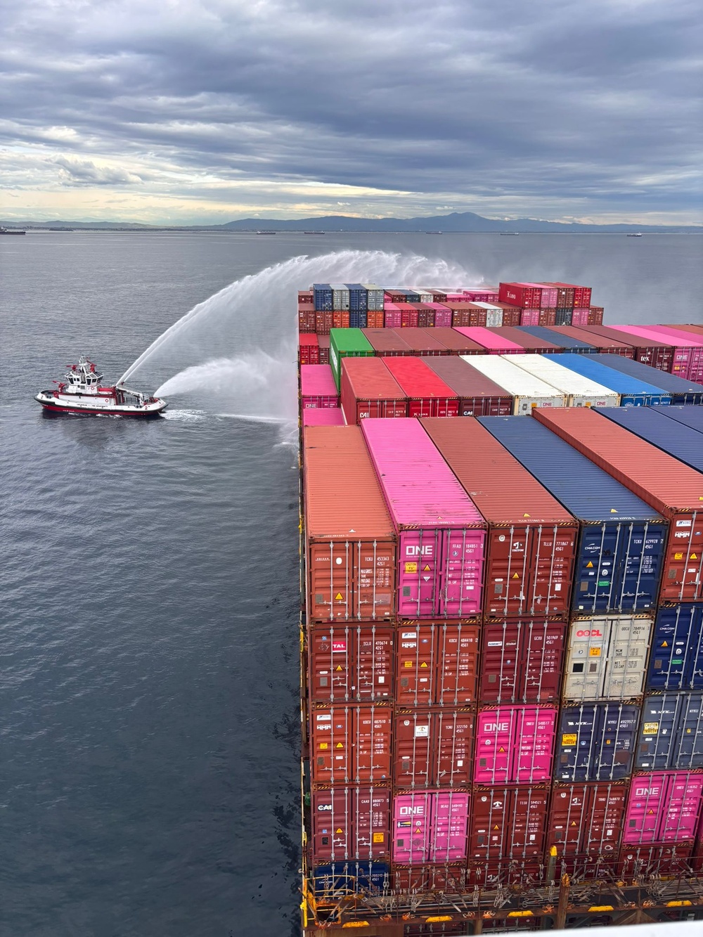 Unified Command continues efforts to stop fire on cargo vessel at the Port of Los Angeles