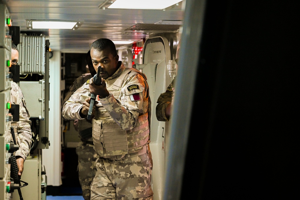 Coalition forces conduct close quarters combat training during Exercise Ferocious Falcon 6