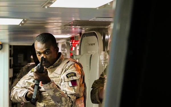 Coalition forces conduct close quarters combat training during Exercise Ferocious Falcon 6