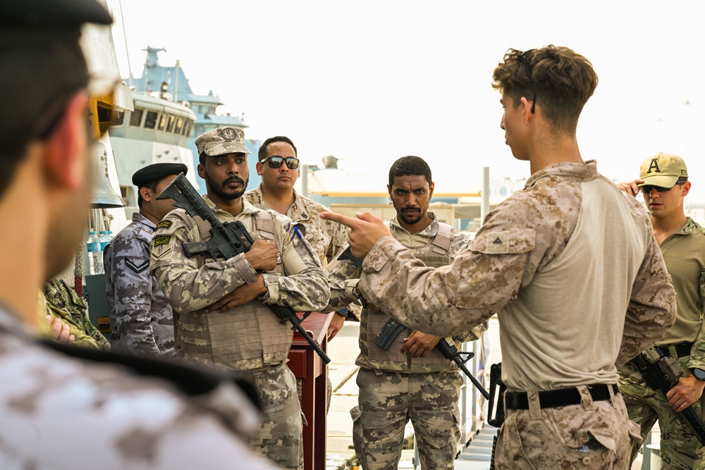 Coalition forces conduct close quarters combat training during Exercise Ferocious Falcon 6