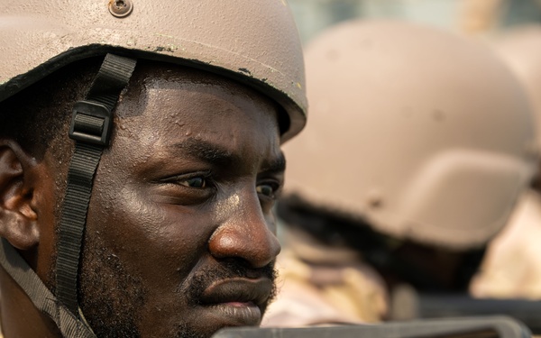 Coalition forces conduct close quarters combat training during Exercise Ferocious Falcon 6