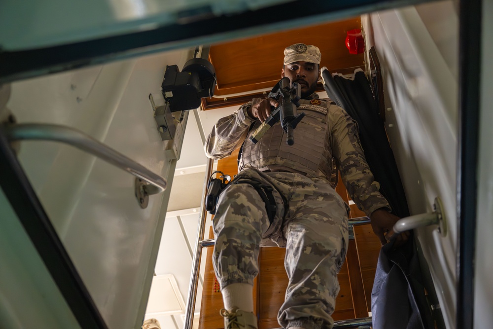 Coalition forces conduct close quarters combat training during Exercise Ferocious Falcon 6