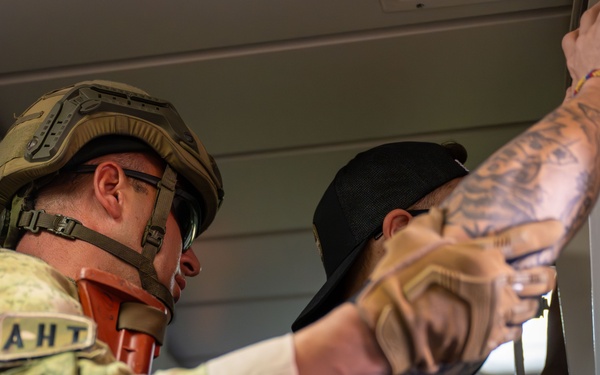 Coalition forces conduct close quarters combat training during Exercise Ferocious Falcon 6