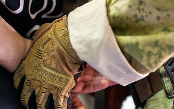 Coalition forces conduct close quarters combat training during Exercise Ferocious Falcon 6