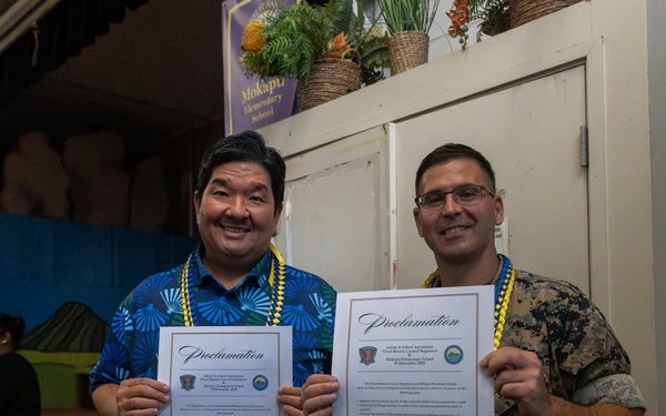 3rd MLR participates in joint proclamation ceremony at Mokapu Elementary School