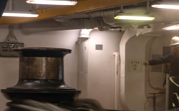 USS Essex conducts anchor drop testing while underway