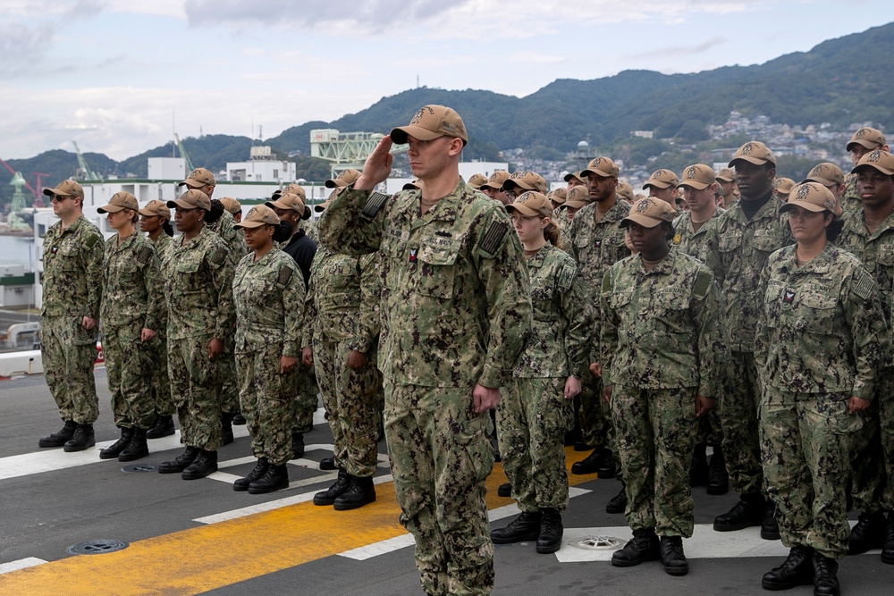 USS Tripoli Holds Change of Command Ceremony