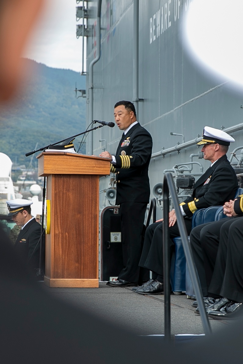USS Tripoli Holds Change of Command Ceremony
