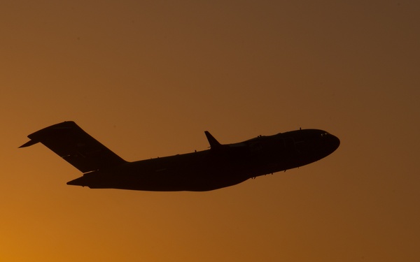 C-17 Globemaster III aircraft flies over CENTOM AOR