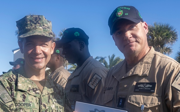 Adm. Brad Cooper, Presents Joint Awards with “R” Device to USS The Sullivans (DDG 68)