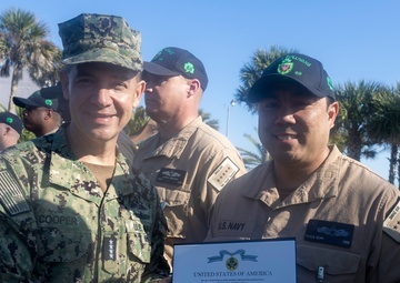 Adm. Brad Cooper, Presents Joint Awards with “R” Device to USS The Sullivans (DDG 68)