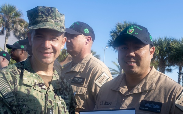 Adm. Brad Cooper, Presents Joint Awards with “R” Device to USS The Sullivans (DDG 68)