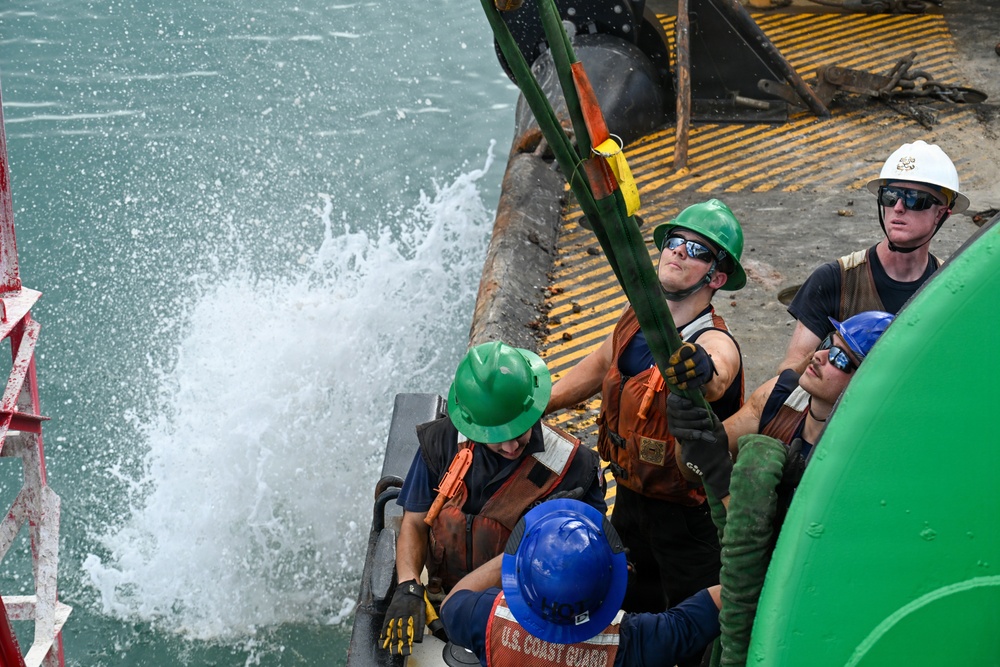 Coast Guard Cutter Sycamore Crew Conducts Post-Storm Buoy Maintenance Near Guantanamo Bay