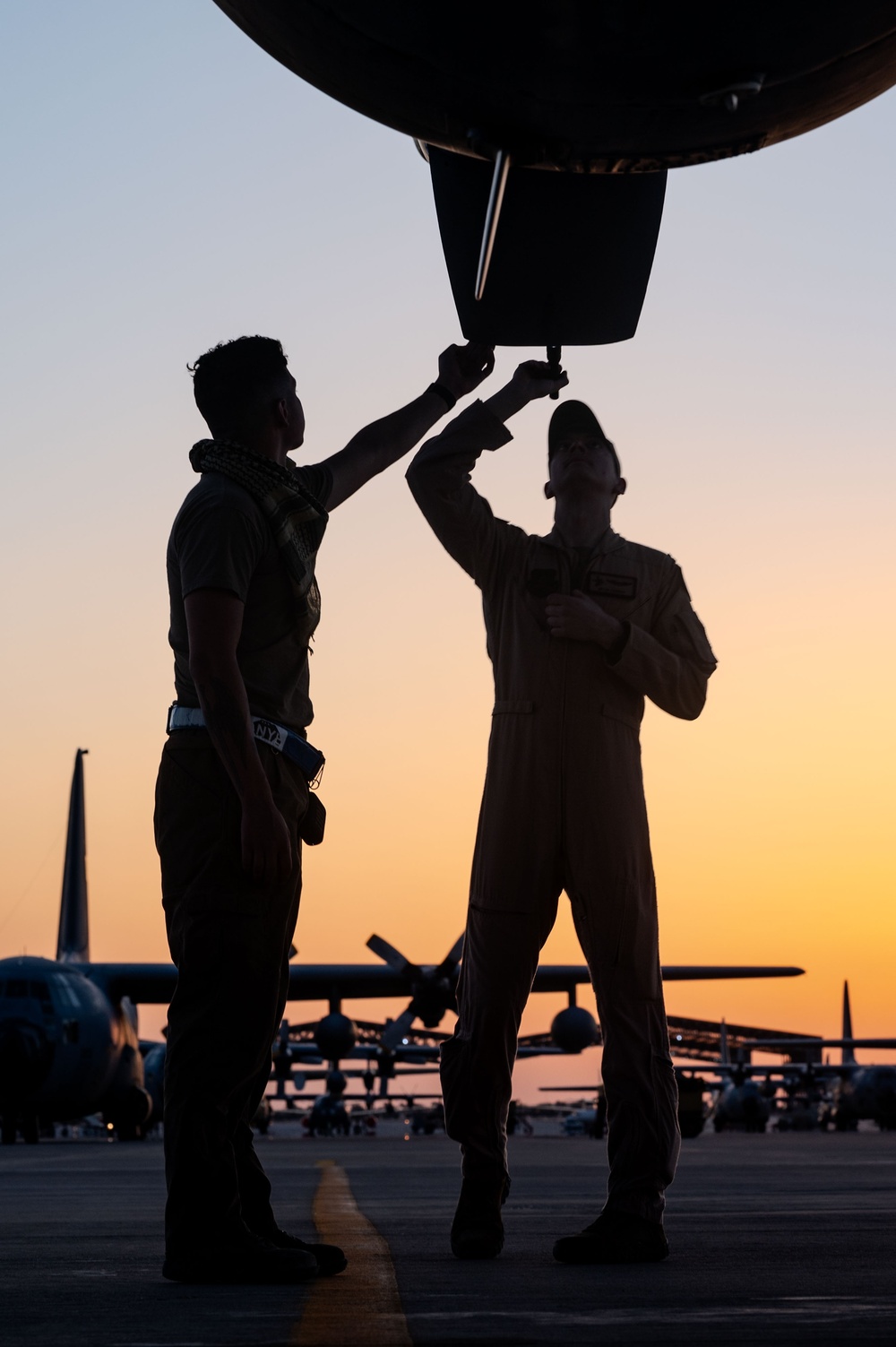 F-35 Lightning II aircraft fly nighttime mission over CENTCOM AOR