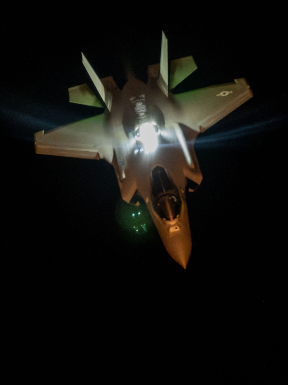 F-35 Lightning II aircraft fly nighttime mission over CENTCOM AOR