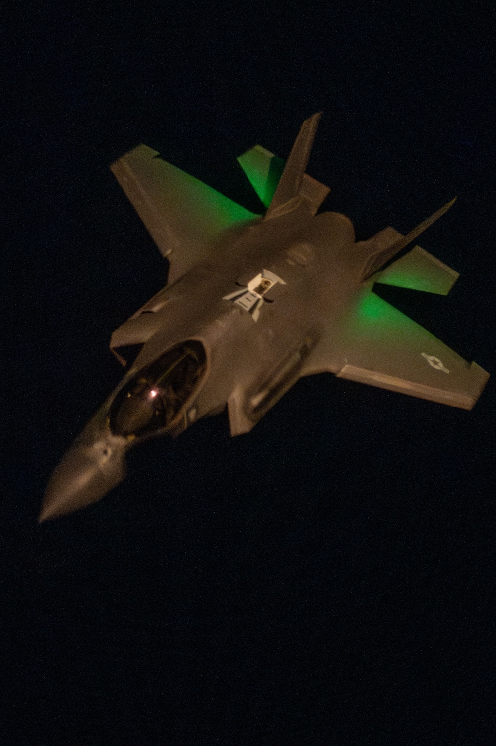 F-35 Lightning II aircraft fly nighttime mission over CENTCOM AOR