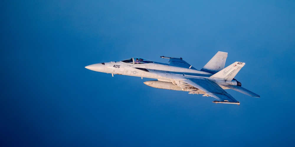 F/A-18 Super Hornets swarm over the Red Sea