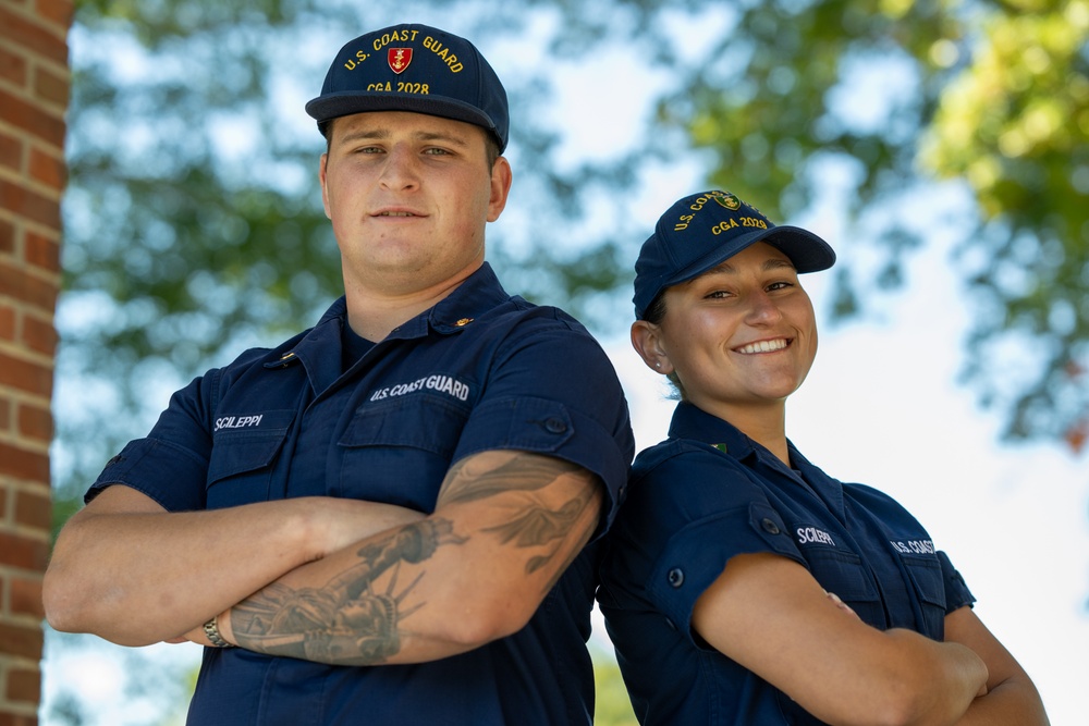 U.S. Coast Guard Academy cadet siblings portraits