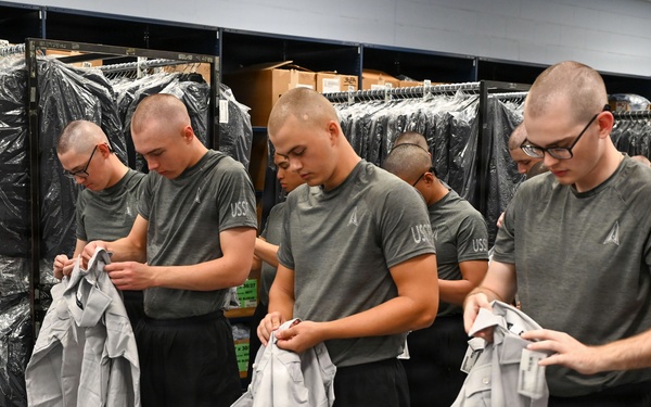 U.S. Space Force trainees recieve newly designed service dress uniform