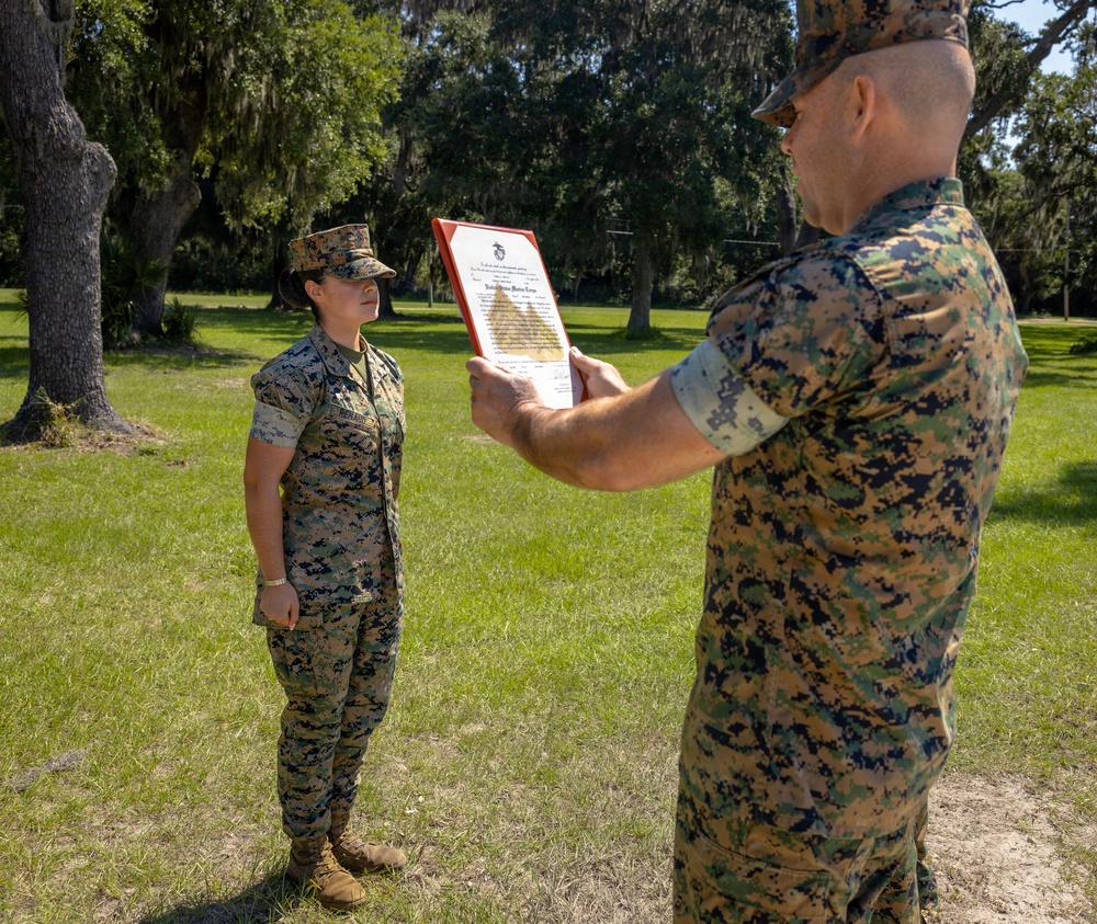Cpl Renaud promotion ceremony