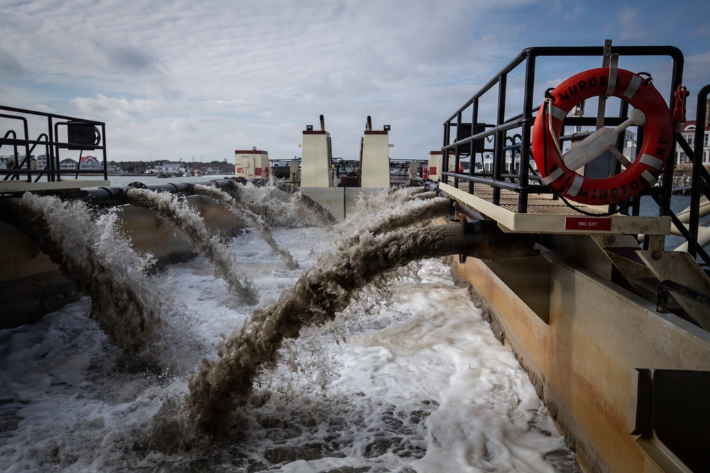 US Army Corps of Engineers Dredge Boat MURDEN Performs Channel Maintenance
