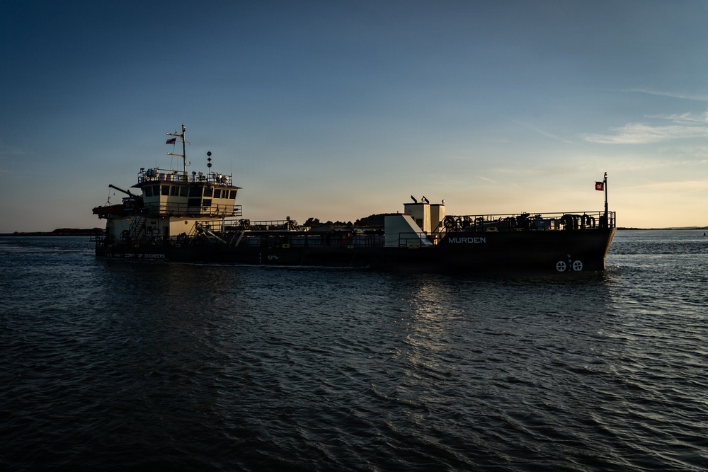 US Army Corps of Engineers Dredge Boat MURDEN Performs Channel Maintenance