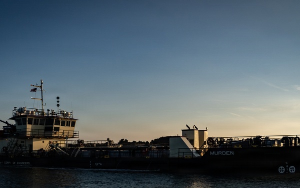 US Army Corps of Engineers Dredge Boat MURDEN Performs Channel Maintenance