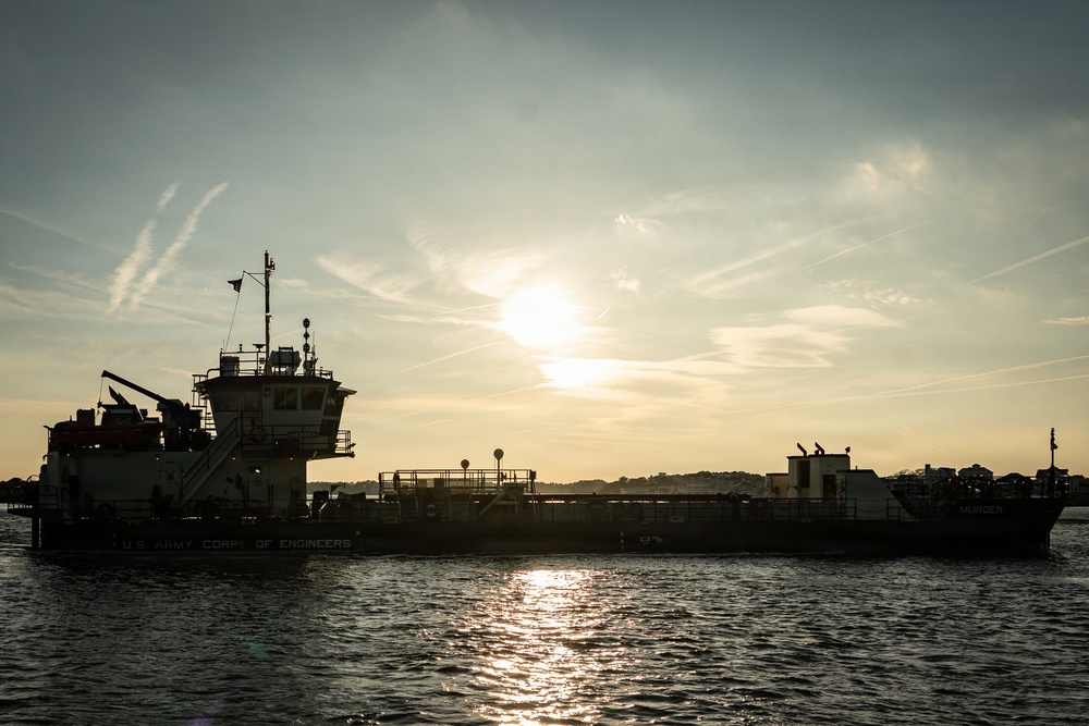 US Army Corps of Engineers Dredge Boat MURDEN Performs Channel Maintenance