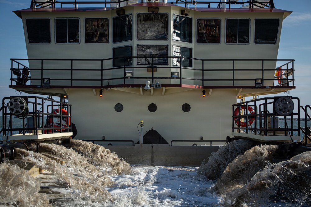 US Army Corps of Engineers Dredge Boat MURDEN Performs Channel Maintenance