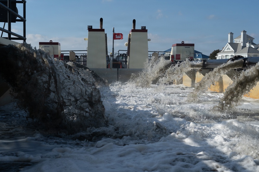 US Army Corps of Engineers Dredge Boat MURDEN Performs Channel Maintenance