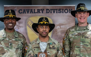 U.S. Army Soldiers receive awards for the 1st Cavalry Division Career Counselor of the Year Competition