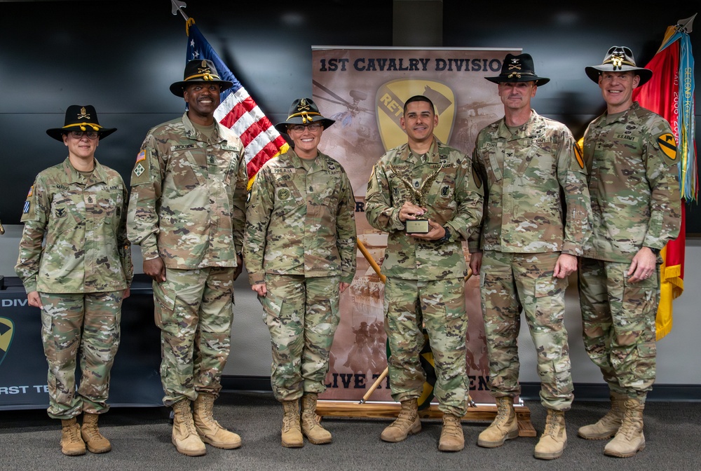 U.S. Army Soldiers receive awards for the 1st Cavalry Division Career Counselor of the Year Competition