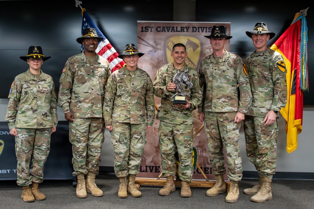 U.S. Army Soldiers receive awards for the 1st Cavalry Division Career Counselor of the Year Competition