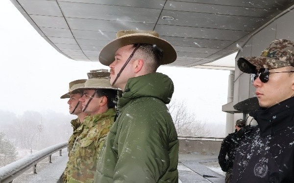 Australian Army soldiers observe North Korea