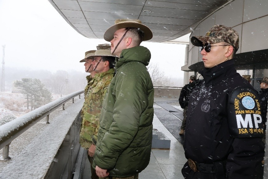 Australian Army soldiers observe North Korea