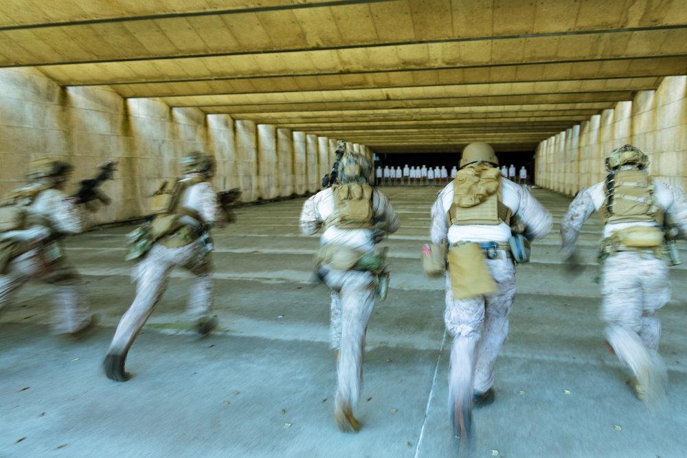 Reconnaissance Marines with the 24th Marine Expeditionary Unit conduct rifle drills