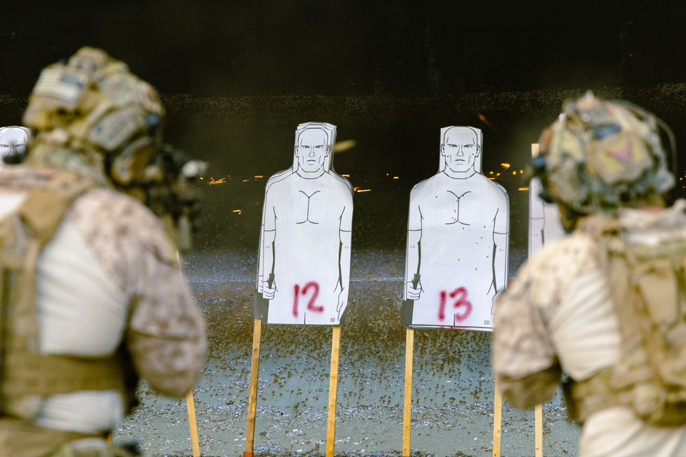 Reconnaissance Marines with the 24th Marine Expeditionary Unit conduct rifle drills