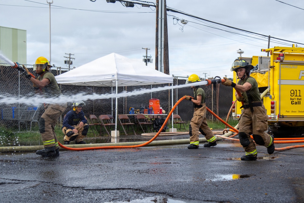 U.S. Marines Corps Aircraft Rescue and Firefighting Specialists Conduct Training at Honolulu