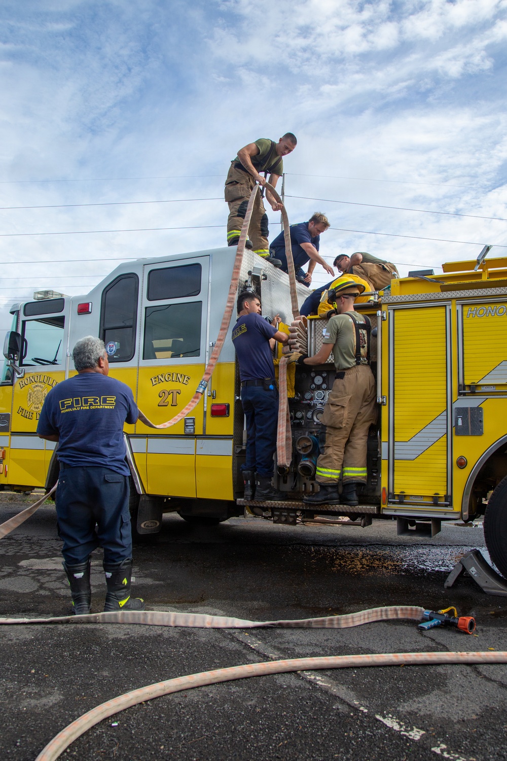 U.S. Marines Corps Aircraft Rescue and Firefighting Specialists Conduct Training at Honolulu